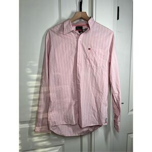 Quicksilver pink long sleeve mens button up shirt size medium A12
